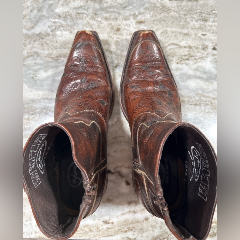 By Atan for Sendra Distressed Leather Western Ankle Boots – Women’s 7.5 - Picture 5 of 7